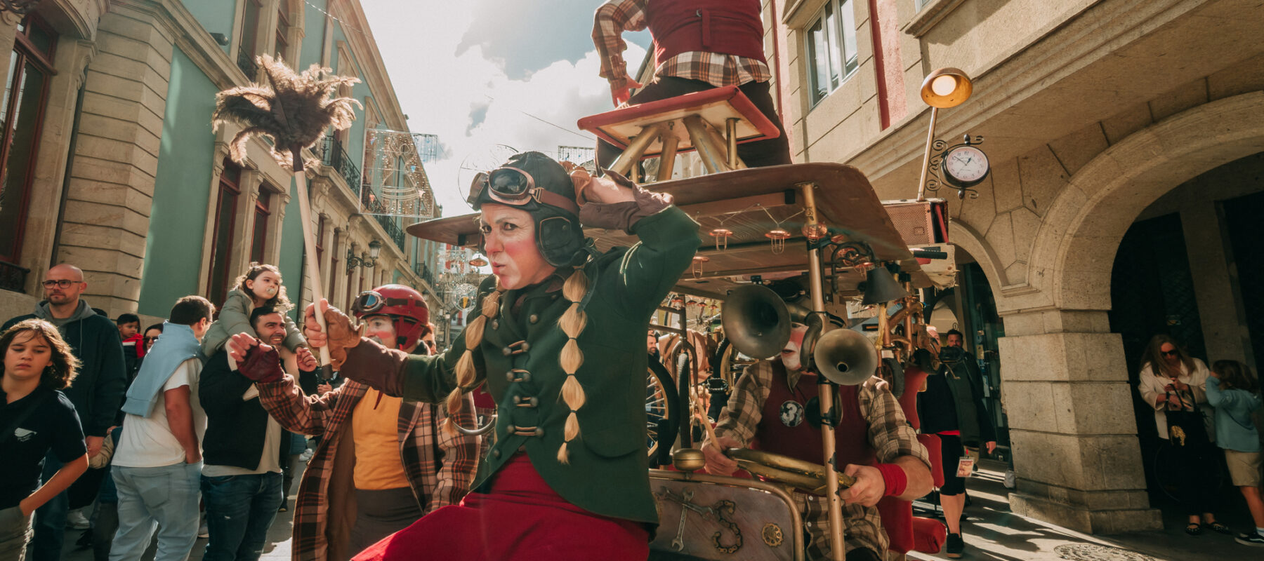 Performers and buskers fill the streets of Lugo during San Froilán Festival in Spain